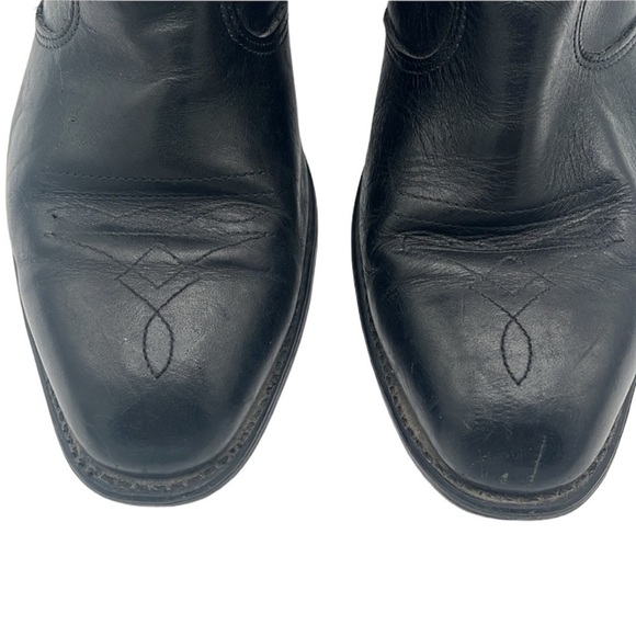 Double H Black Leather Side Zip Western Boots Men Size 10.5 BLEMISH - Picture 3 of 10